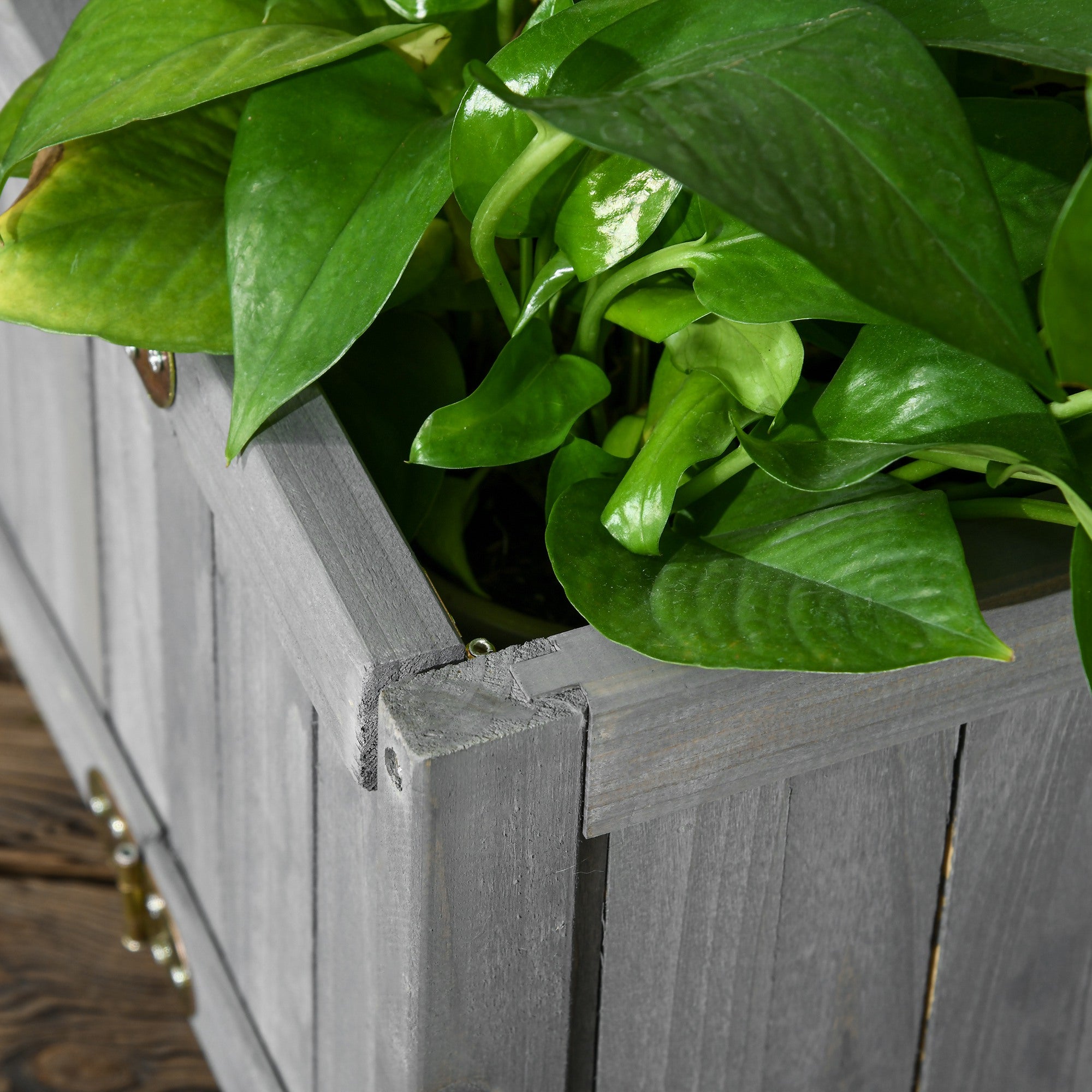 Outsunny 28" x 12" Foldable Raised Garden Bed, Elevated Planter Box, Wooden Planting Bed for Backyard, Patio to Grow Vegetables, Herbs, and Flowers, Grey