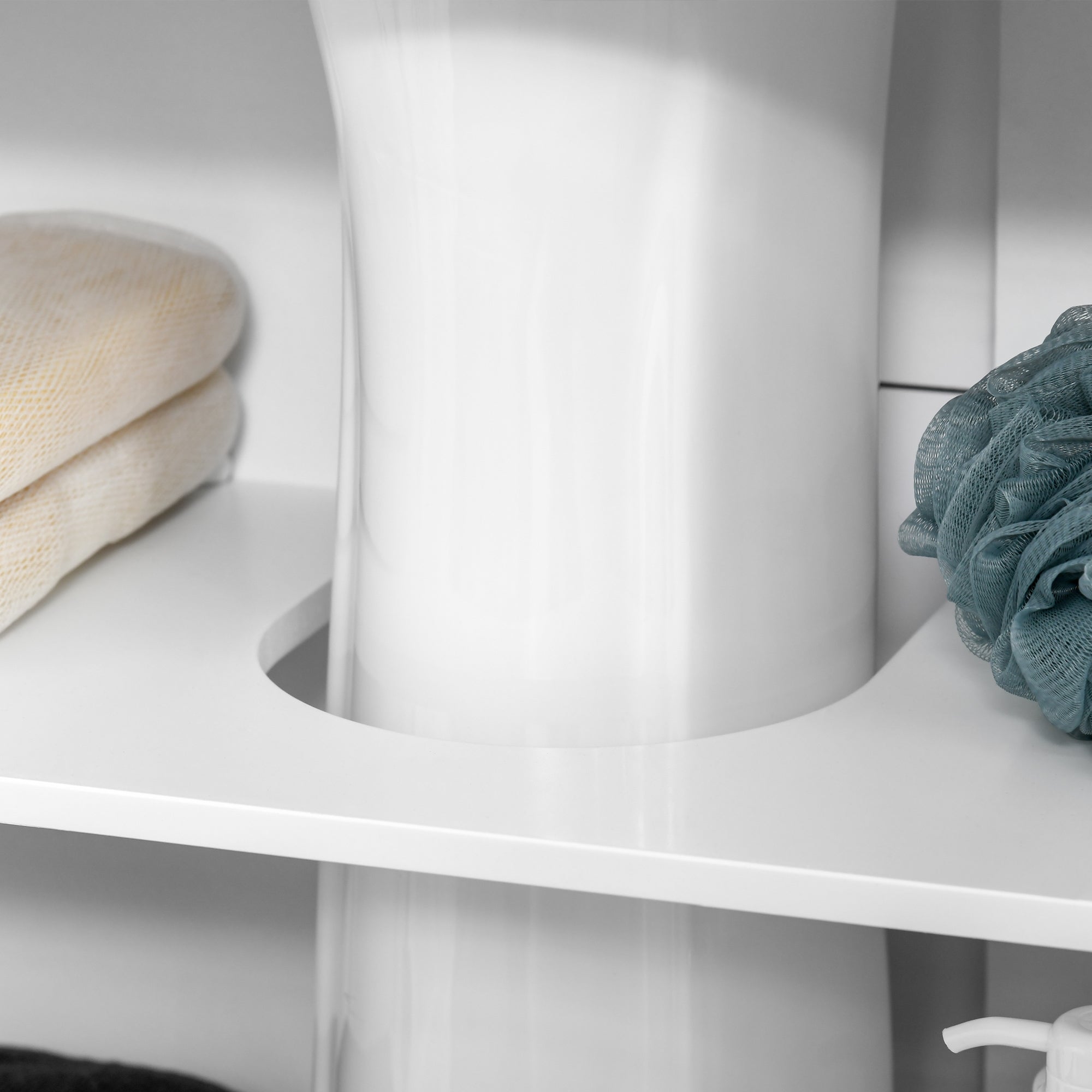 kleankin Bathroom Sink Cabinet, Bathroom Vanity with 2 Slat Doors, Pedestal Sink Storage Cabinet with Adjustable Shelves, White