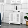 kleankin Bathroom Sink Cabinet, Bathroom Vanity with 2 Slat Doors, Pedestal Sink Storage Cabinet with Adjustable Shelves, White