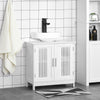 kleankin Bathroom Sink Cabinet, Bathroom Vanity with 2 Slat Doors, Pedestal Sink Storage Cabinet with Adjustable Shelves, White