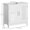 kleankin Bathroom Sink Cabinet, Bathroom Vanity with 2 Slat Doors, Pedestal Sink Storage Cabinet with Adjustable Shelves, White