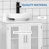 kleankin Bathroom Sink Cabinet, Bathroom Vanity with 2 Slat Doors, Pedestal Sink Storage Cabinet with Adjustable Shelves, White