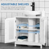 kleankin Bathroom Sink Cabinet, Bathroom Vanity with 2 Slat Doors, Pedestal Sink Storage Cabinet with Adjustable Shelves, White