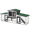 PawHut Large Rabbit Hutch with Double Runs, Wooden Bunny Cage Outdoor with Removable Tray, Ramps, Roof, 80" x 18" x 31.5", Gray