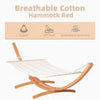 Outsunny Patio Hammock with Stand, Outdoor Arch Wooden Hammock Bed, Camping Hammock w/ Straps and Hooks, White