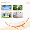 Outsunny Patio Hammock with Stand, Outdoor Arch Wooden Hammock Bed, Camping Hammock w/ Straps and Hooks, White