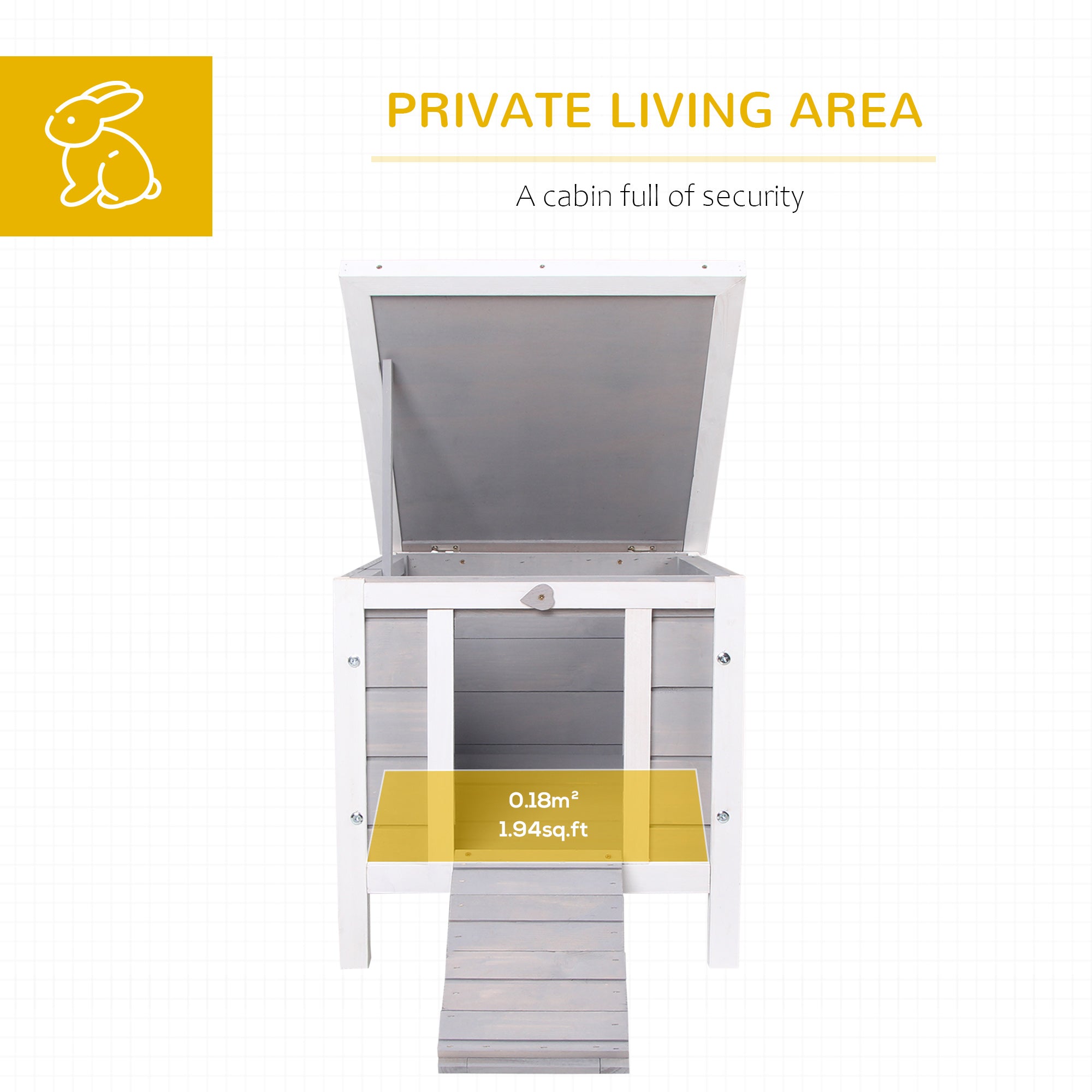 PawHut 20"x16.5"x17" Wooden Rabbit Hutch Small Animal House Bunny Guinea Pig Pet Cage Coop Cat Shelter Grey