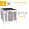 PawHut 20"x16.5"x17" Wooden Rabbit Hutch Small Animal House Bunny Guinea Pig Pet Cage Coop Cat Shelter Grey