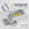 PawHut Stainless Steel Cat Litter Box, 24" x 16" x 11" Cat Litter Box High Sided Wall, Metal Litter Box with Metal Scoop & Holder, Non-Sticky, Easy to Clean, Anti-Urine Leakage