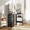 HOMCOM Makeup Vanity Desk with 3-Panel Mirror and 10 LED Lights, Dressing Table with 5 Drawers and Shelves for Bedroom, Black