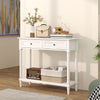 HOMCOM 35.8" Console Table with Drawers, Modern 2-Tier Entryway Table with Turned Legs and Shelf for Living Room, Hallway, White