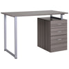 HOMCOM 47" L Computer Desk Writing Table Workstation with Multi-Use Reversible File Drawers Metal Frame Home Office Furniture, Dark Wood Grain