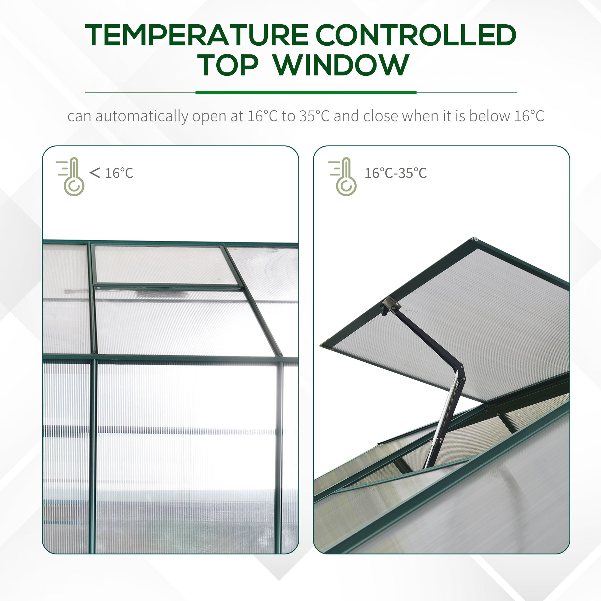 Outsunny 8' x 6' x 7' Polycarbonate Greenhouse with Raised Garden Bed and Temperature Controlled Window, Walk in Outdoor Plant Green House with Aluminum Alloy Frame