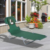Outsunny Outdoor Lounge Chair, Adjustable Folding Chaise Lounge with Face Cavity, Tanning Chair Sun Lounger Bed Recliner, Green