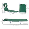 Outsunny Outdoor Lounge Chair, Adjustable Folding Chaise Lounge with Face Cavity, Tanning Chair Sun Lounger Bed Recliner, Green