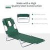 Outsunny Outdoor Lounge Chair, Adjustable Folding Chaise Lounge with Face Cavity, Tanning Chair Sun Lounger Bed Recliner, Green