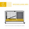 PawHut Wooden Indoor Rabbit Hutch Elevated Bunny Cage Habitat with Enclosed Run with Wheels, Suitable for Rabbits and Guinea Pigs, Grey