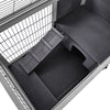 PawHut Wooden Indoor Rabbit Hutch Elevated Bunny Cage Habitat with Enclosed Run with Wheels, Suitable for Rabbits and Guinea Pigs, Grey