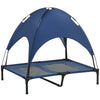 PawHut Elevated Dog Bed with Canopy, Portable Raised Dog Cot for L Sized Dogs, Indoor & Outdoor, 36" x 30" x 35", Dark Blue