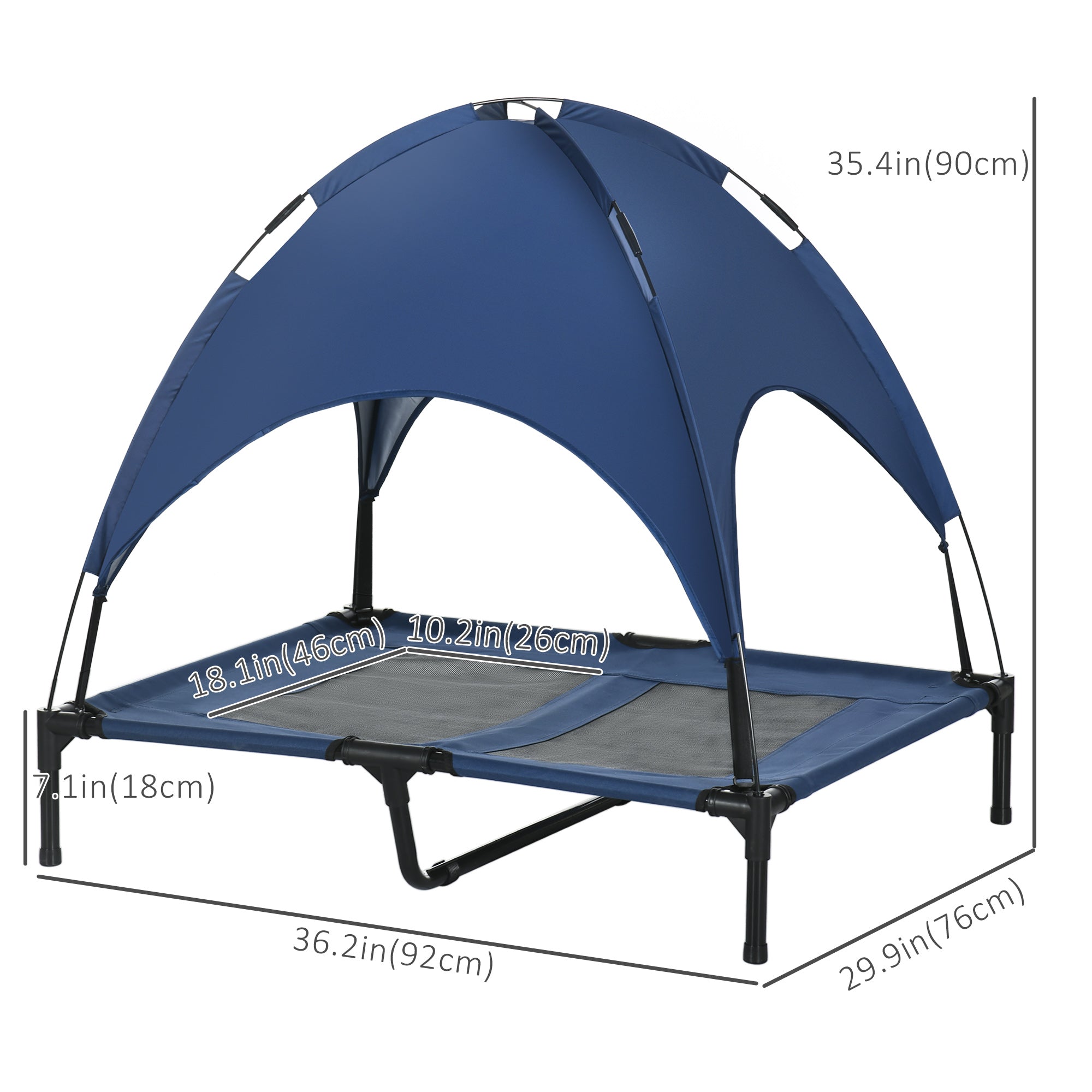 PawHut Elevated Dog Bed with Canopy, Portable Raised Dog Cot for L Sized Dogs, Indoor & Outdoor, 36