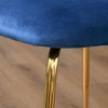 HOMCOM Modern Dining Chairs Set of 2, Upholstered Kitchen Chairs, Accent Chair with Gold Metal Legs for Kitchen, Dining Room, Blue