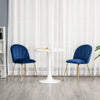 HOMCOM Modern Dining Chairs Set of 2, Upholstered Kitchen Chairs, Accent Chair with Gold Metal Legs for Kitchen, Dining Room, Blue