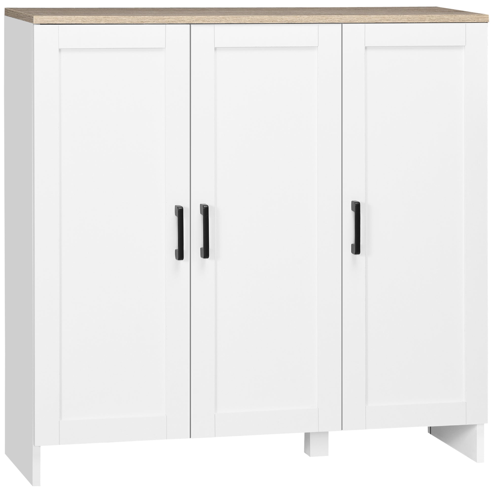 HOMCOM Modern Buffet Cabinet with Storage, 35" Narrow Sideboard, Kitchen Storage Cabinet with 3 Shaker Doors and Adjustable Shelves, White
