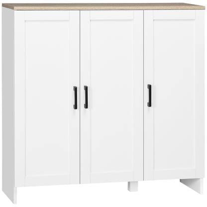 HOMCOM Modern Buffet Cabinet with Storage, 35" Narrow Sideboard, Kitchen Storage Cabinet with 3 Shaker Doors and Adjustable Shelves, White