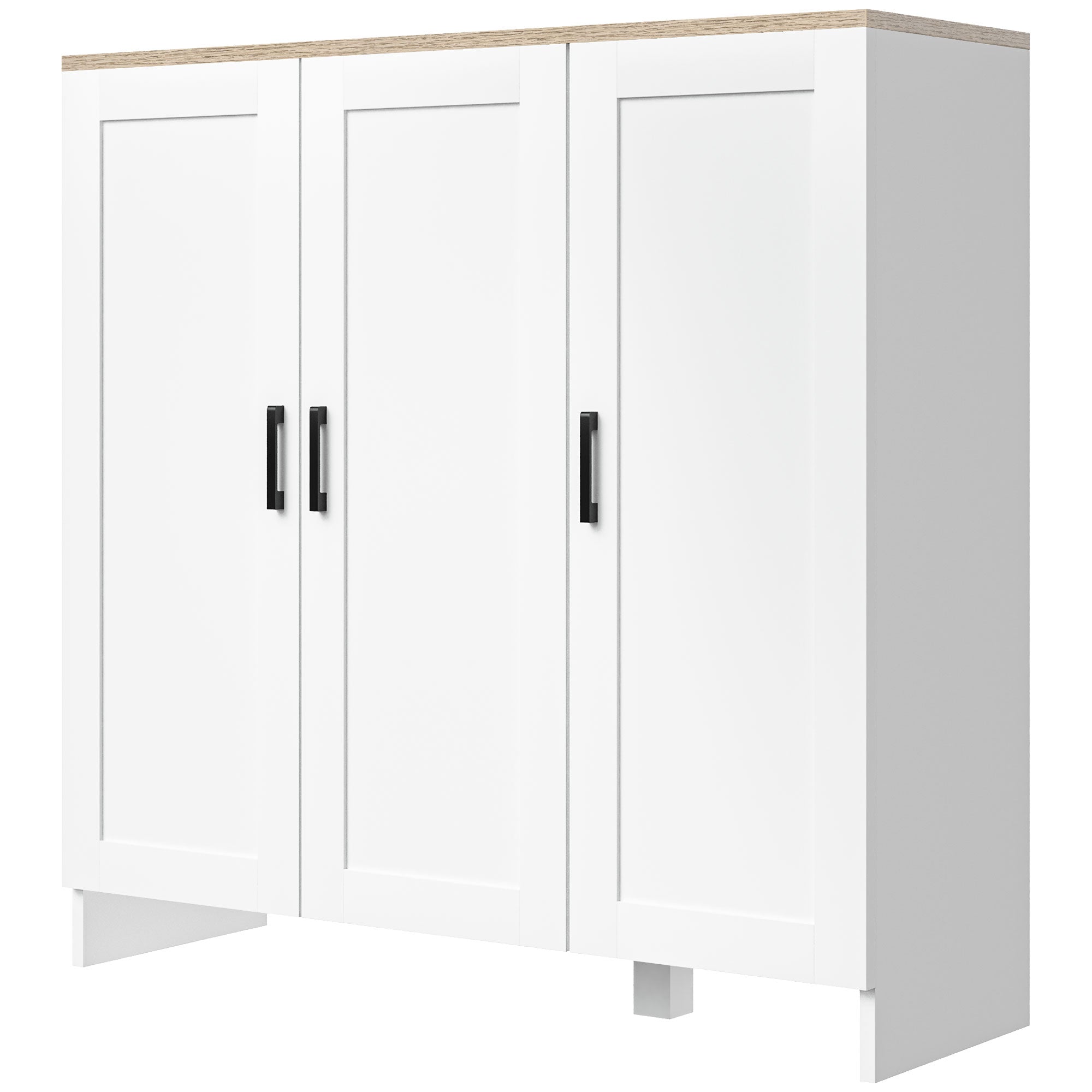 HOMCOM Modern Buffet Cabinet with Storage, 35" Narrow Sideboard, Kitchen Storage Cabinet with 3 Shaker Doors and Adjustable Shelves, White