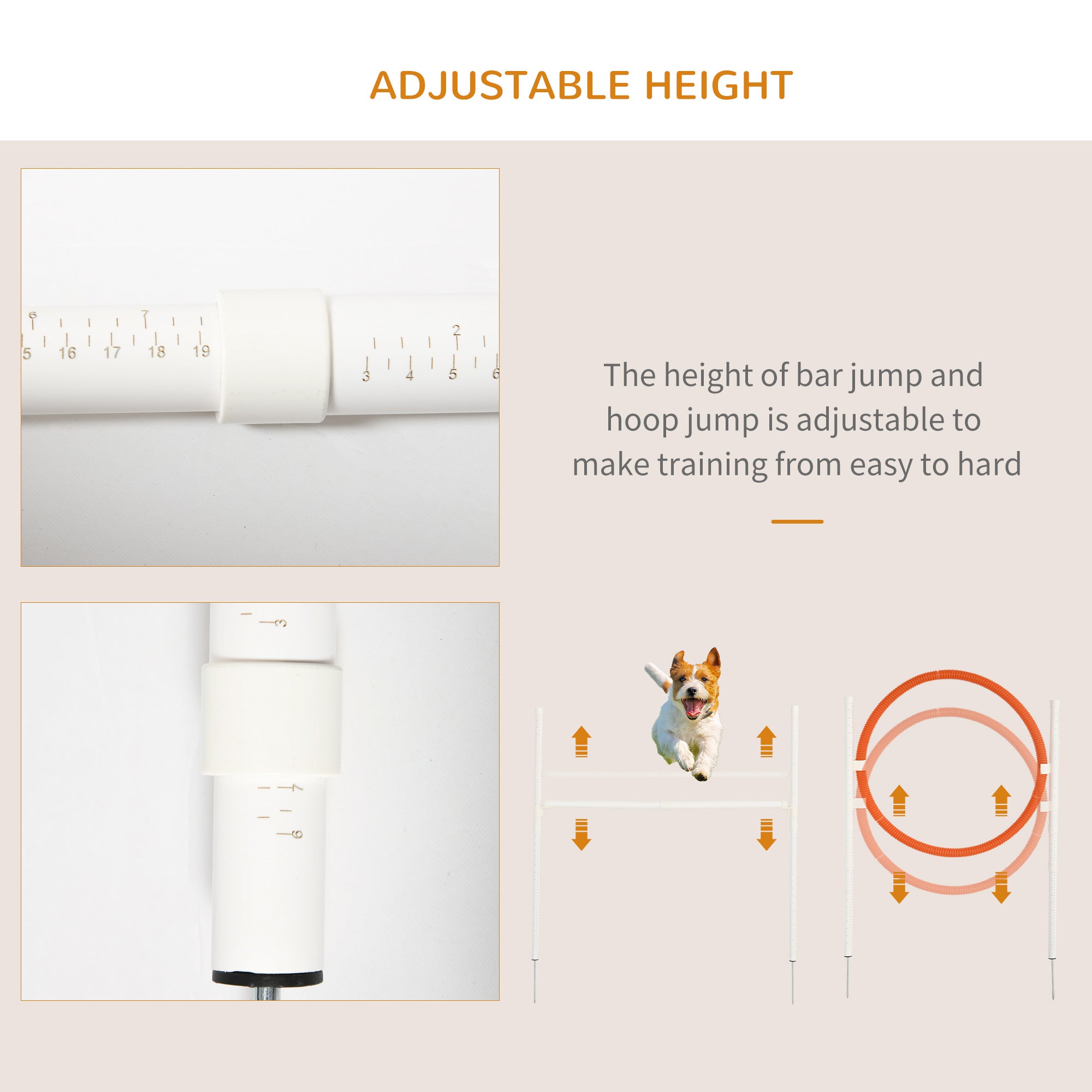 PawHut Dog Agility Training Equipment with Disc, Whistle, Weaves Poles, Adjustable Jumping Poles, Food Bag, 5 Pieces Dog Obstacle Course with Carry Bag, Multicoloured