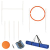 PawHut Dog Agility Training Equipment with Disc, Whistle, Weaves Poles, Adjustable Jumping Poles, Food Bag, 5 Pieces Dog Obstacle Course with Carry Bag, Multicoloured