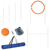 PawHut Dog Agility Training Equipment with Disc, Whistle, Weaves Poles, Adjustable Jumping Poles, Food Bag, 5 Pieces Dog Obstacle Course with Carry Bag, Multicoloured