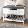 HOMCOM Coat Rack with Shoe Storage Bench, Modern 5-in-1 Hall Tree with Entryway Bench, 4 Double Hooks, Hidden Compartment and Shelves for Hallway, Living Room and Bedroom, White