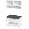 HOMCOM Coat Rack with Shoe Storage Bench, Modern 5-in-1 Hall Tree with Entryway Bench, 4 Double Hooks, Hidden Compartment and Shelves for Hallway, Living Room and Bedroom, White