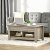 HOMCOM Lift Top Coffee Table with Hidden Storage Compartment and Open Shelves, Lift Tabletop Pop-Up Center Table for Living Room, Oak Effect