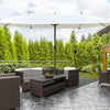 Outsunny 15' Outdoor Patio Umbrella with Twin Canopy Sunshade Steel Table Umbrella with Lift Crank, Cross base, Sandbag, Beige