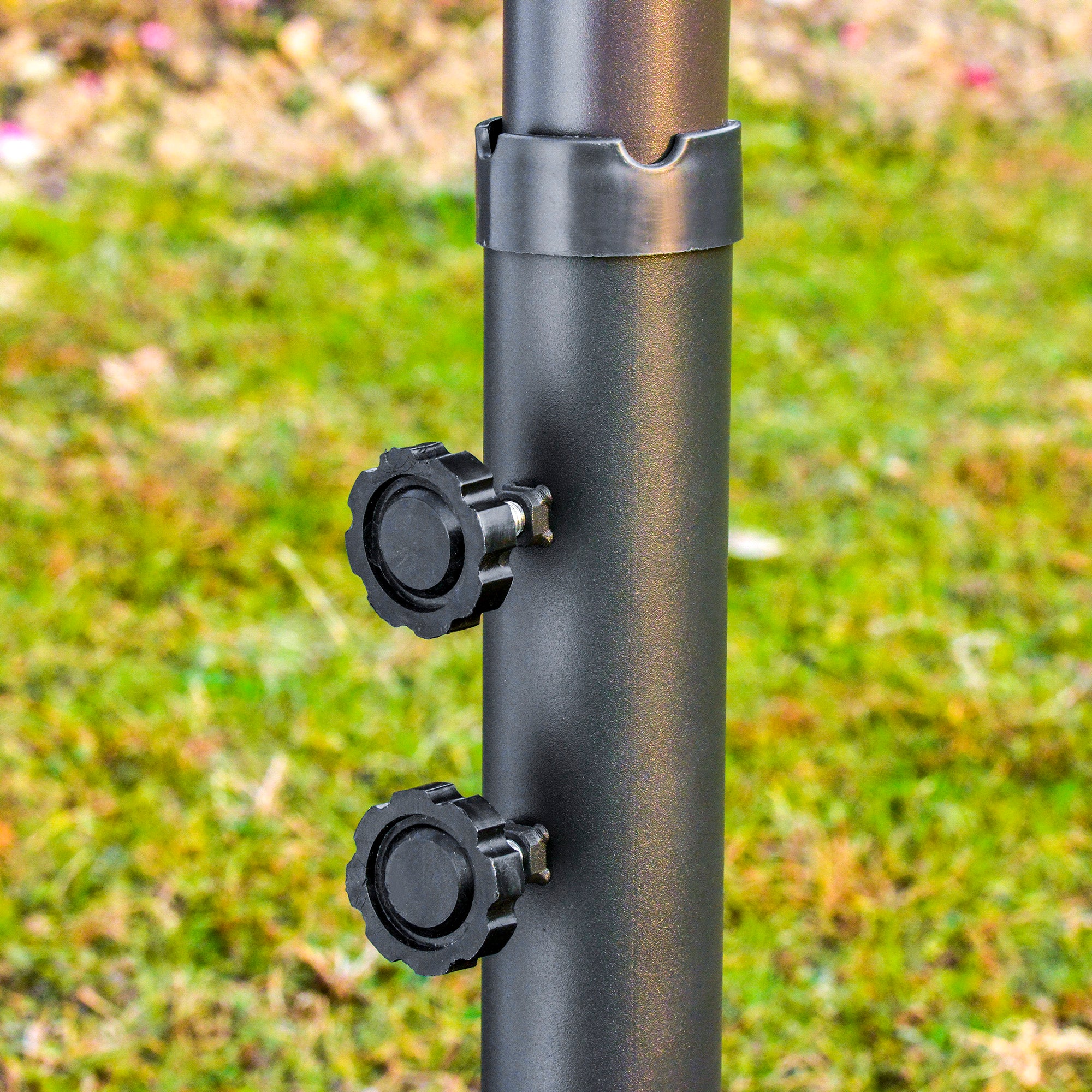 Outsunny 15' Outdoor Patio Umbrella with Twin Canopy Sunshade Steel Table Umbrella with Lift Crank, Cross base, Sandbag, Beige