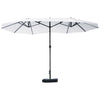 Outsunny 15' Outdoor Patio Umbrella with Twin Canopy Sunshade Steel Table Umbrella with Lift Crank, Cross base, Sandbag, Beige