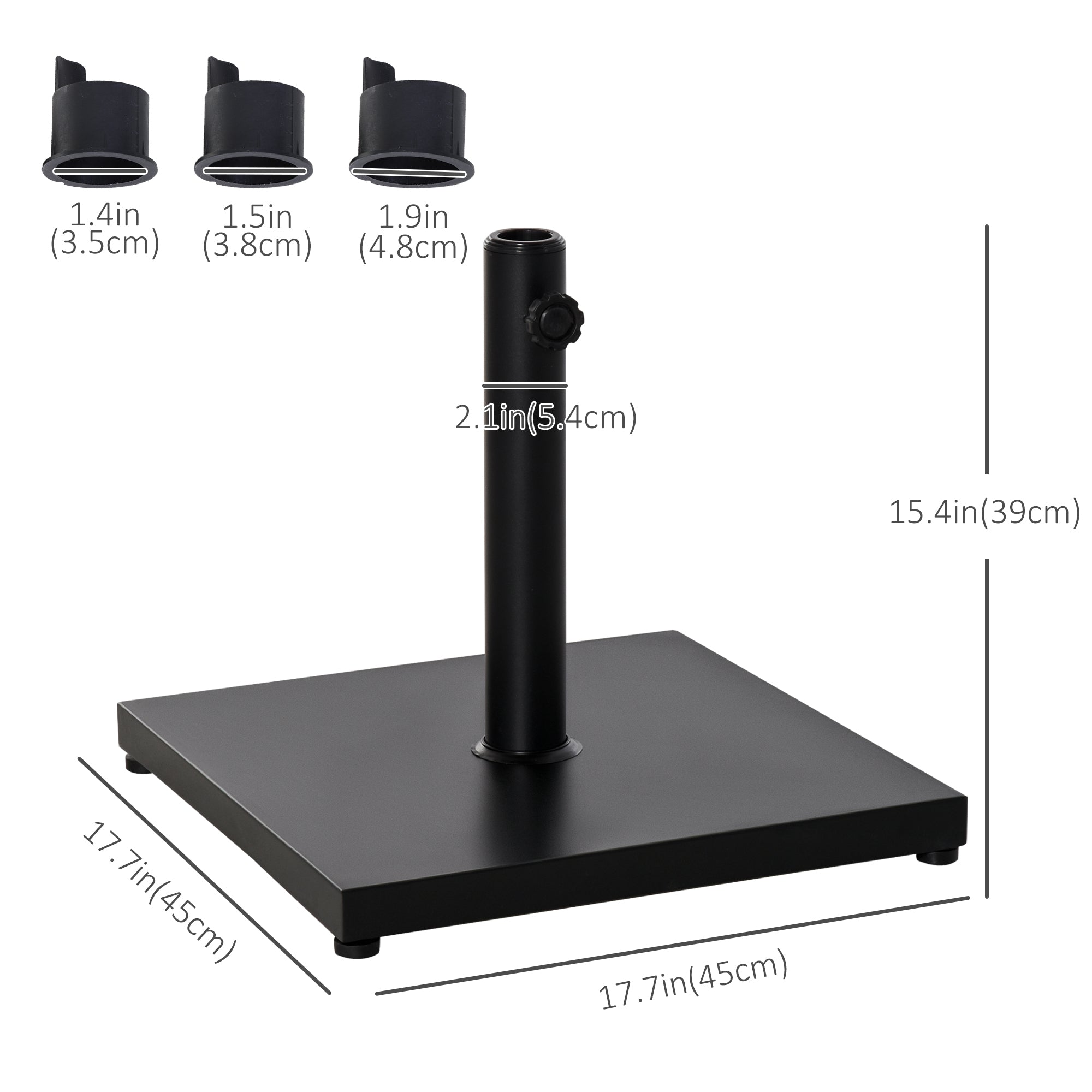 Outsunny 40 lbs Steel Square Parasol Stand Base w/ Adjustable Knob Umbrella Stand Garden Patio Outdoor Home, Black