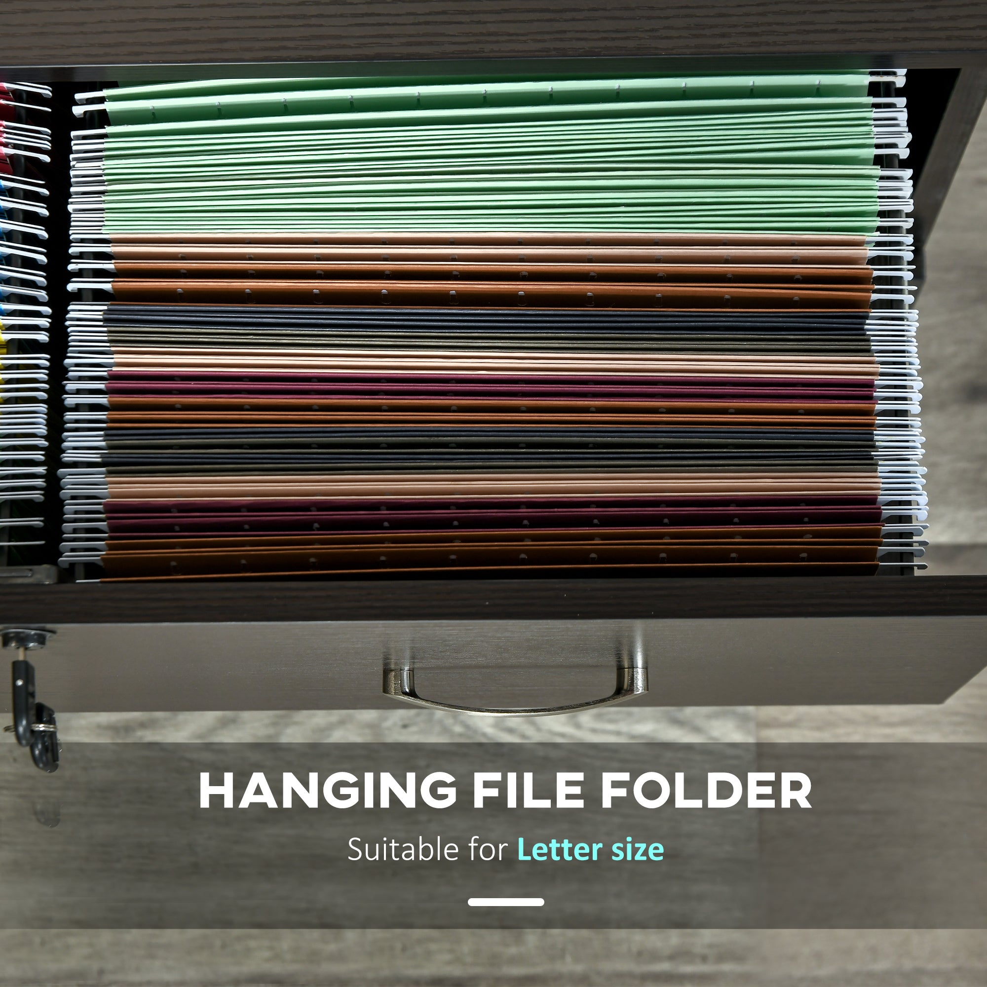 Vinsetto 2-Drawer Lateral Filing Cabinet with Lock, File Cabinet with Hanging Bar for Letter Size, Home Office, Espresso