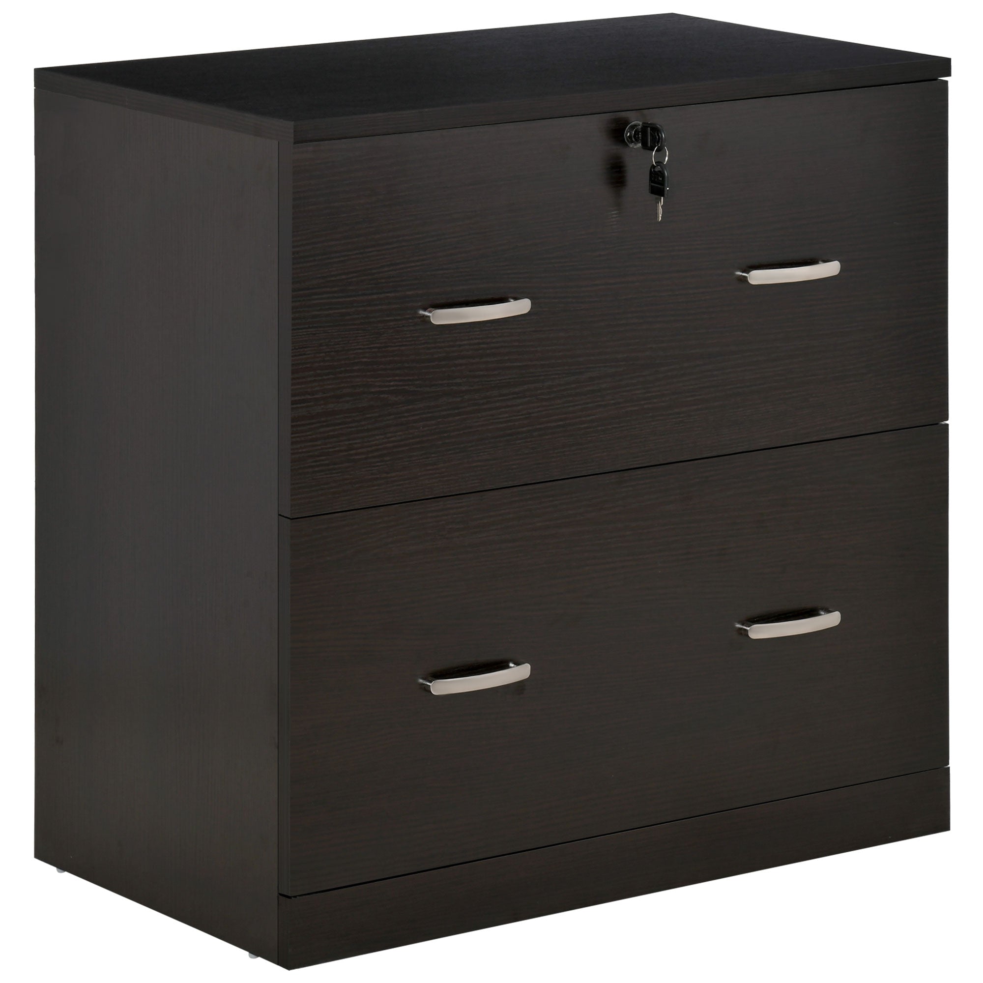 Vinsetto 2-Drawer Lateral Filing Cabinet with Lock, File Cabinet with Hanging Bar for Letter Size, Home Office, Espresso