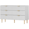 HOMCOM Modern 6 Drawer Dresser for Bedroom, Chest of Drawers with Luxury Gold Handles and Legs, Storage Drawers, White
