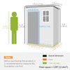 Outsunny 5 x 3FT Outdoor Storage Shed with Floor, Waterproof Garden Shed with Lockable Door, Window and Vent for Backyard, Lawn, Patio, Grey