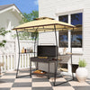 Outsunny 8' x 5' Grill Gazebo, Double Tiered Outdoor BBQ Gazebo with 2 Side Shelves, Barbecue Grill Gazebo Shelter with Hook for Patio, Garden, Backyard, Beige