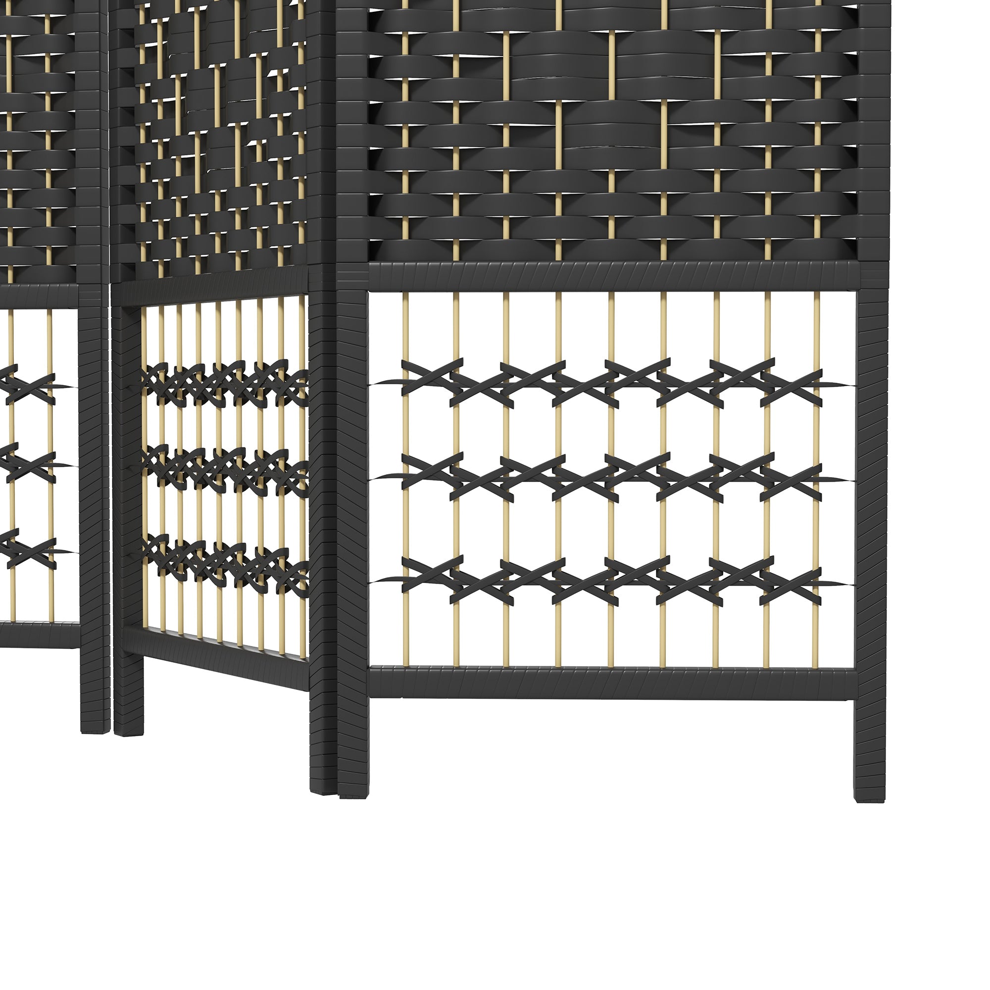 HOMCOM 6 Panel Room Divider, 5.6 ft Tall Folding Privacy Screen, Wave Fiber Freestanding Partition Wall Divider for Home Office, Black