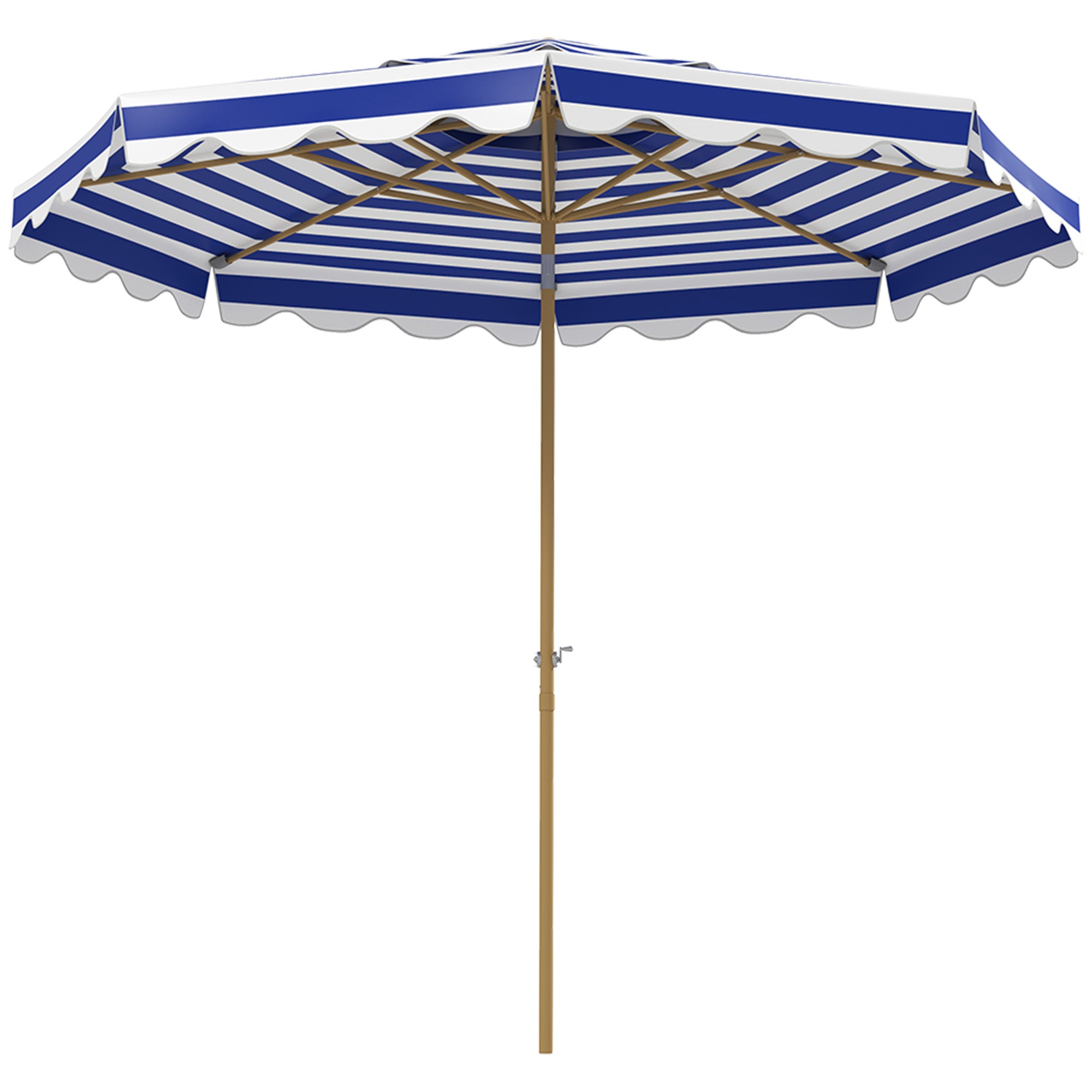Outsunny 9FT Patio Umbrella, 45° Tilting Parasol with 8 Ribs, Crank, UPF 50+, 2-Tier Vented Patio Table Umbrella for Garden, Deck, Poolside, Blue