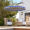 Outsunny 9FT Patio Umbrella, 45° Tilting Parasol with 8 Ribs, Crank, UPF 50+, 2-Tier Vented Patio Table Umbrella for Garden, Deck, Poolside, Blue