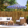Outsunny 9FT Patio Umbrella, 45° Tilting Parasol with 8 Ribs, Crank, UPF 50+, 2-Tier Vented Patio Table Umbrella for Garden, Deck, Poolside, Blue