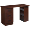 HOMCOM Computer Desk with 3-Tier Storage Shelves, 47 Inches Home Office Desk  with Drawers, Study Writing Table, Walnut