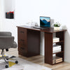 HOMCOM Computer Desk with 3-Tier Storage Shelves, 47 Inches Home Office Desk  with Drawers, Study Writing Table, Walnut